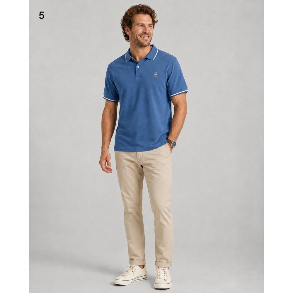 Club Room Performance Polo Shirt Mens XL Baby Blue Cotton Blend Bulldog